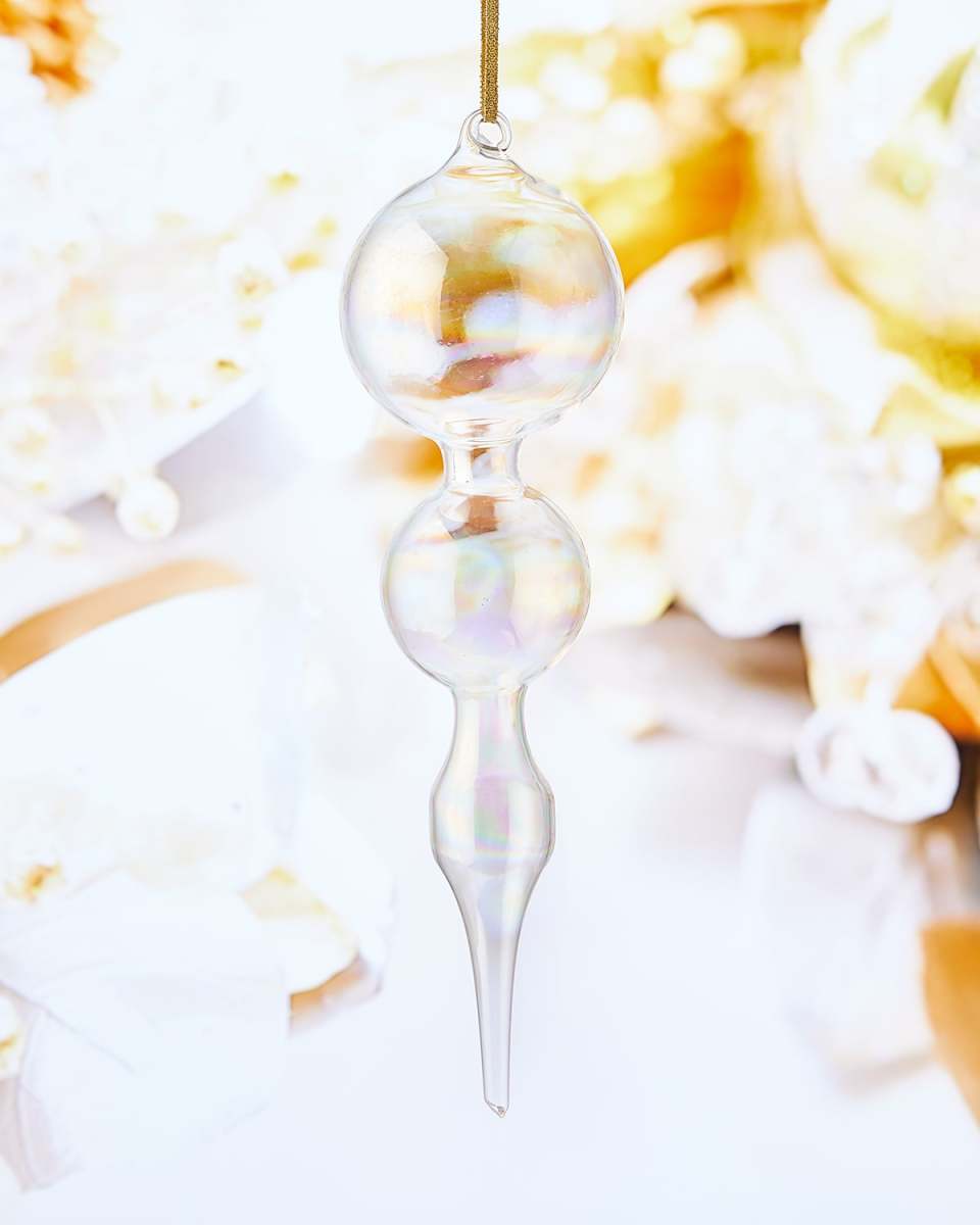 Clear Bubblegum Finial Christmas Ornament